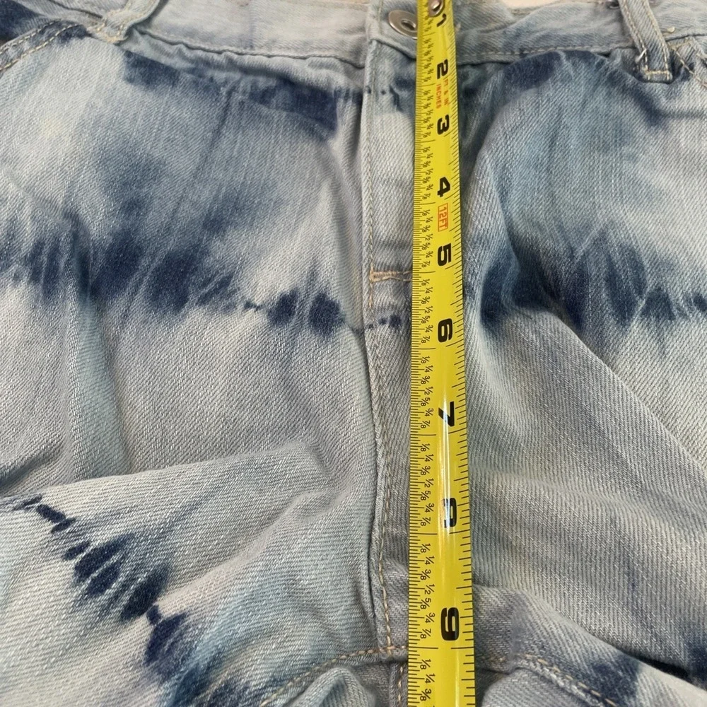 Childrens Place Denim Tie Dye Shorts Girls Size 16 Blue White Frayed Hem Shortie